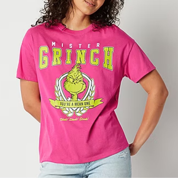 Dr. Seuss Mister Grinch You’re a Mean One Graphic Tee Shirt Pink Size Medium - Picture 7 of 10